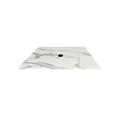 32" x 32" White Marble, Indoor/Outdoor All-Season EuroSlim Table Top with Umbrella Hole