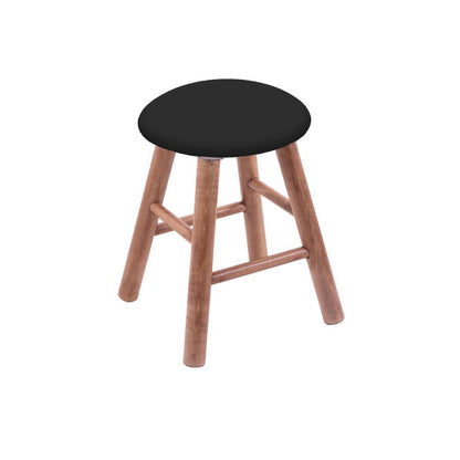 Maple Round Cushion 18" Swivel Vanity Stool with Smooth Legs, Medium Finish, and Black Vinyl Seat