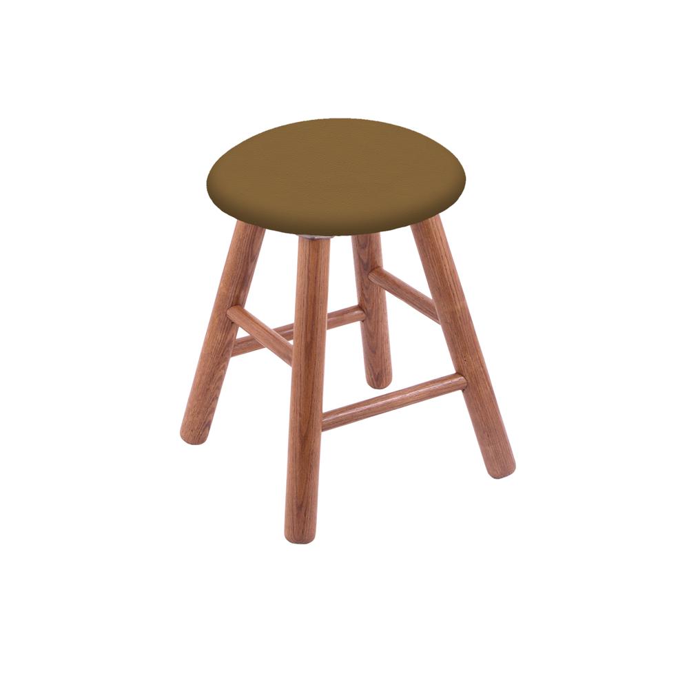 Oak Round Cushion 18" Swivel Vanity Stool with Smooth Legs, Medium Finish, and Canter Saddle Seat