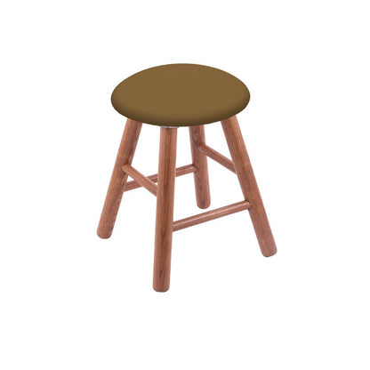 Oak Round Cushion 18" Swivel Vanity Stool with Smooth Legs, Medium Finish, and Canter Saddle Seat