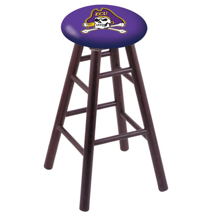 Oak Extra Tall Bar Stool in Dark Cherry Finish with East Carolina Seat