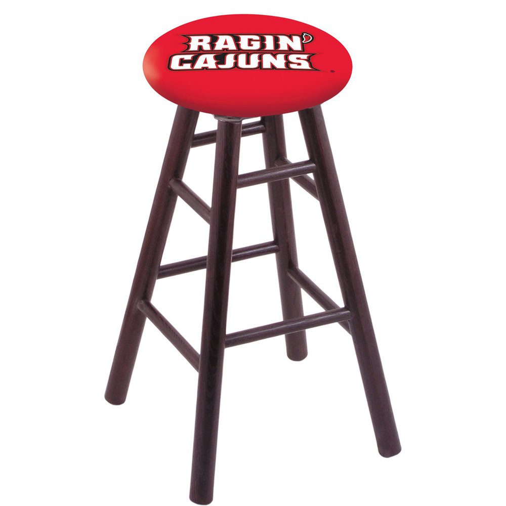 Oak Counter Stool in Dark Cherry Finish with Louisiana-Lafayette Seat