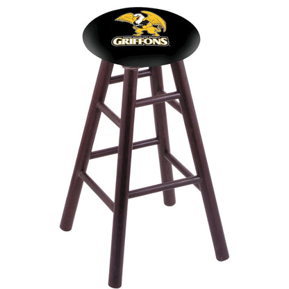Oak Bar Stool in Dark Cherry Finish with Missouri Western State Seat