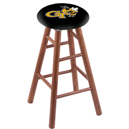 Oak Extra Tall Bar Stool in Medium Finish with Georgia Tech Seat