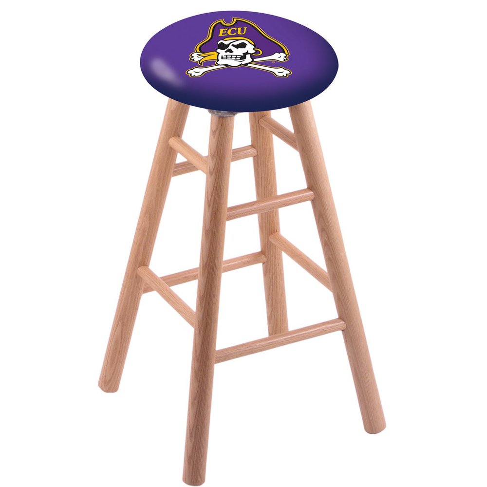 Oak Extra Tall Bar Stool in Natural Finish with East Carolina Seat
