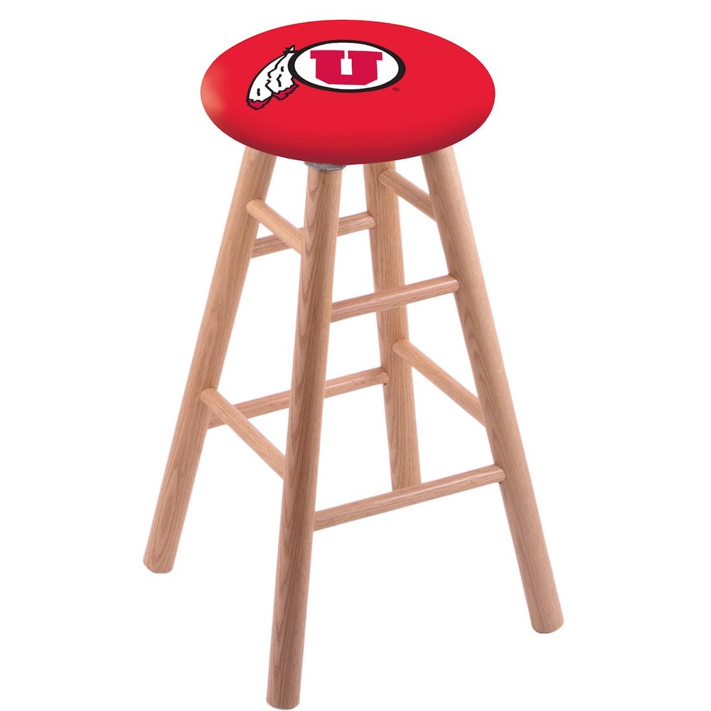 Oak Extra Tall Bar Stool in Natural Finish with Utah Seat