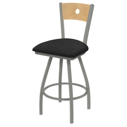 XL 830 Voltaire 25" Swivel Counter Stool with Anodized Nickel Finish, Natural Back, and Graph Coal Seat