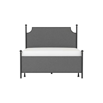 Metal Bed Frame with Gray Fabric and Queen Size Headboard and Frame