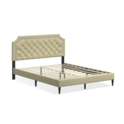 Hanfield Queen Platform Bed Beige