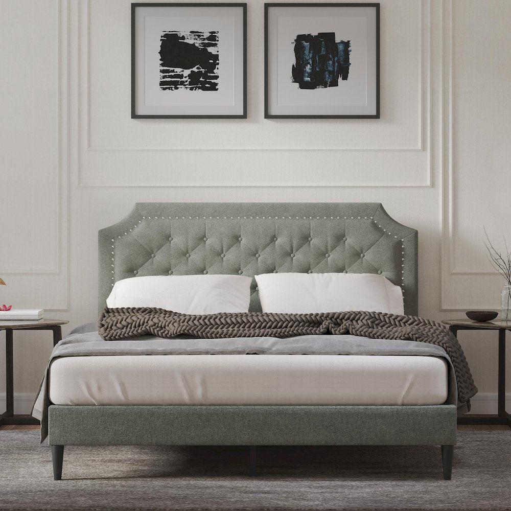 Hanfield Queen Platform Bed Stone(Light)