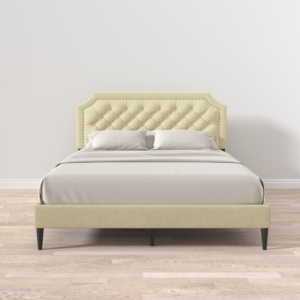 Hanfield Queen Platform Bed Beige