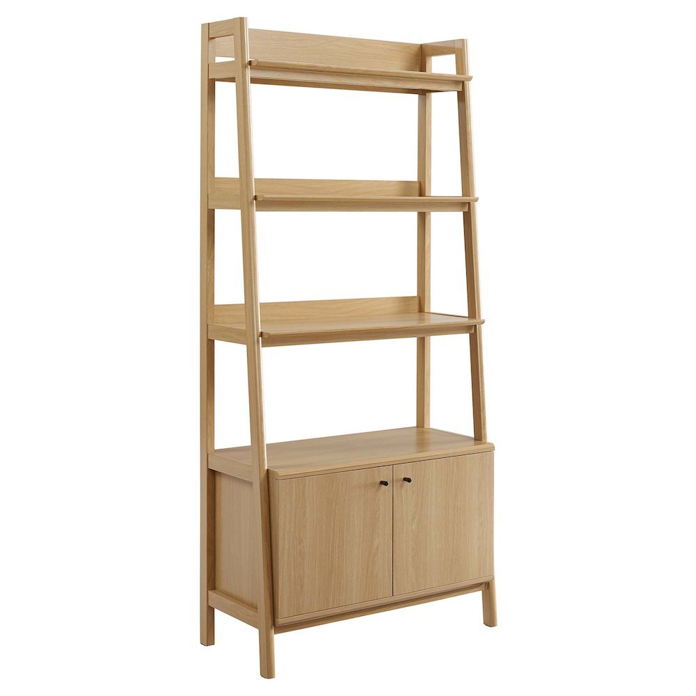 Contemporary Wooden Bookshelf in Natural Finish for Home Office Use