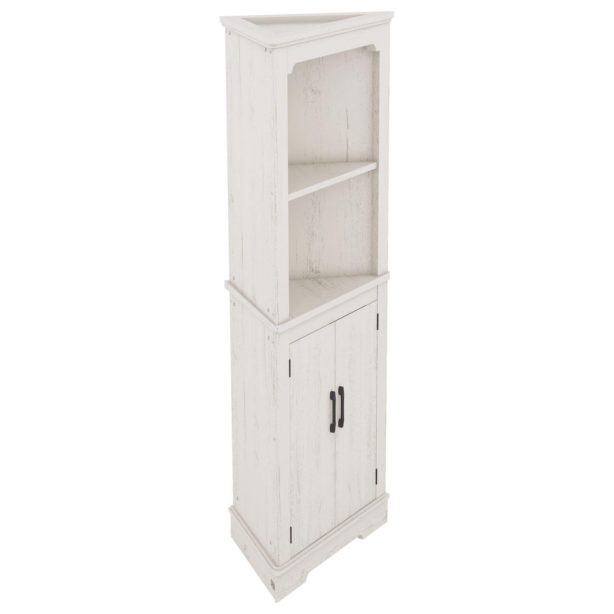 Tall Corner Cabinet with Doors for living room, bathroom,Dining Room or Kitchen,color:Wood grain beige