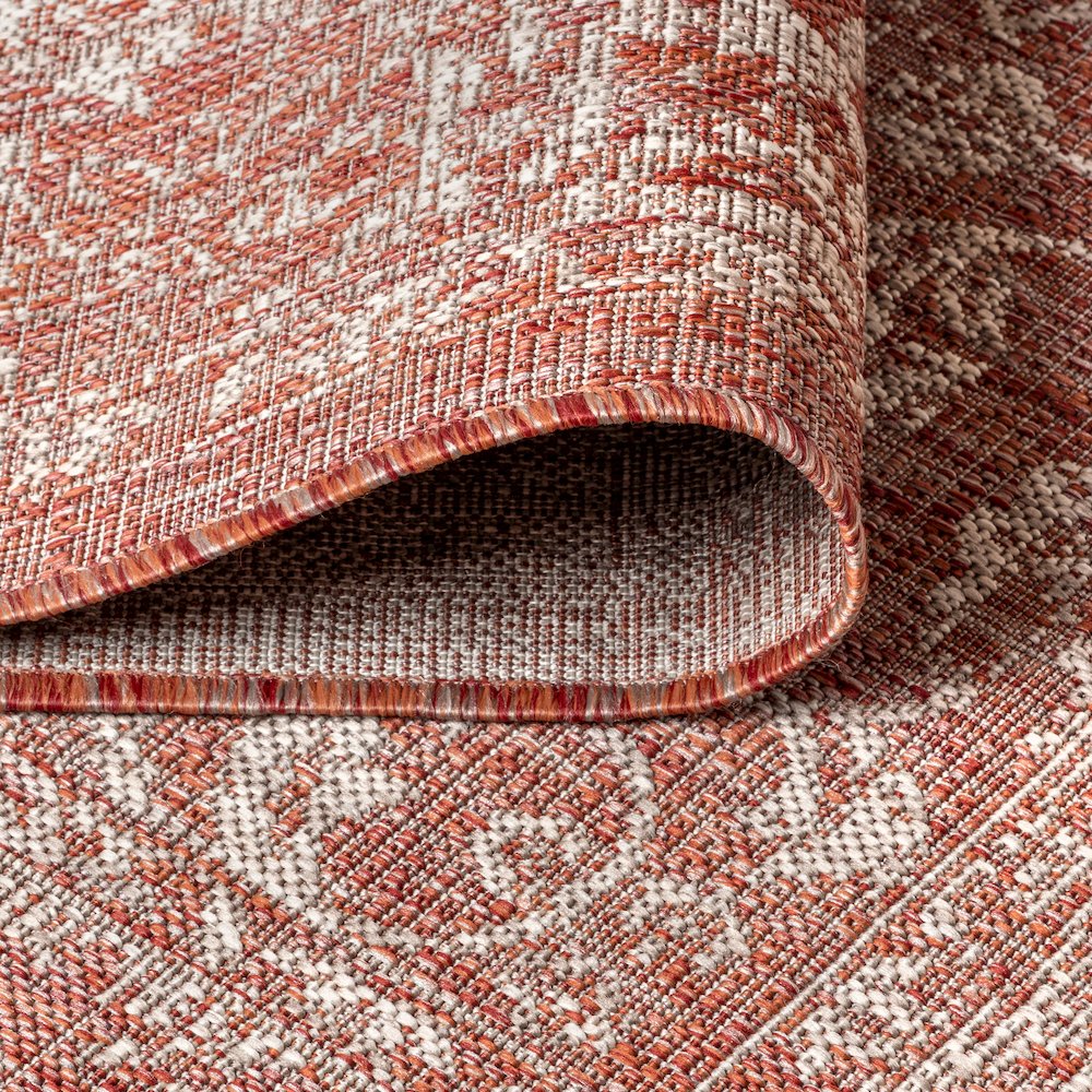Tela Bohemian TetuWeave Floral Red/Taupe   Indoor/Outdoor  Rug
