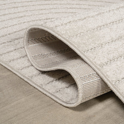 Hallie High-Low Minimalist Curve GeometricIndoor/Outdoor  Rug