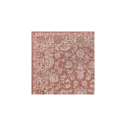 Tela Bohemian TetuWeave Floral Red/Taupe   Indoor/Outdoor  Rug