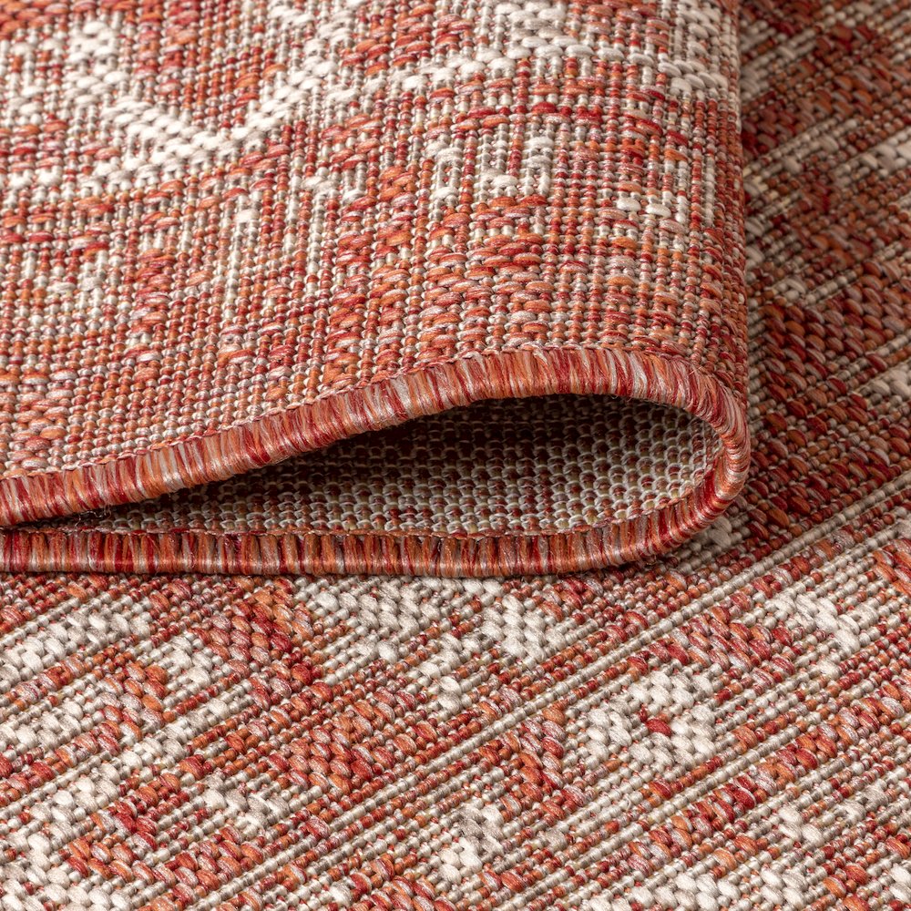 Malta Bohemian Medallion TetuWeave Red/Taupe   Indoor/Outdoor  Rug