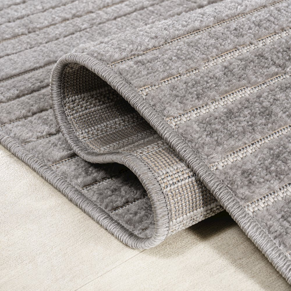 Hallie High-Low Minimalist Curve Geometric  Indoor/Outdoor  Rug