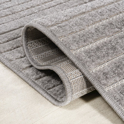 Hallie High-Low Minimalist Curve Geometric  Indoor/Outdoor  Rug