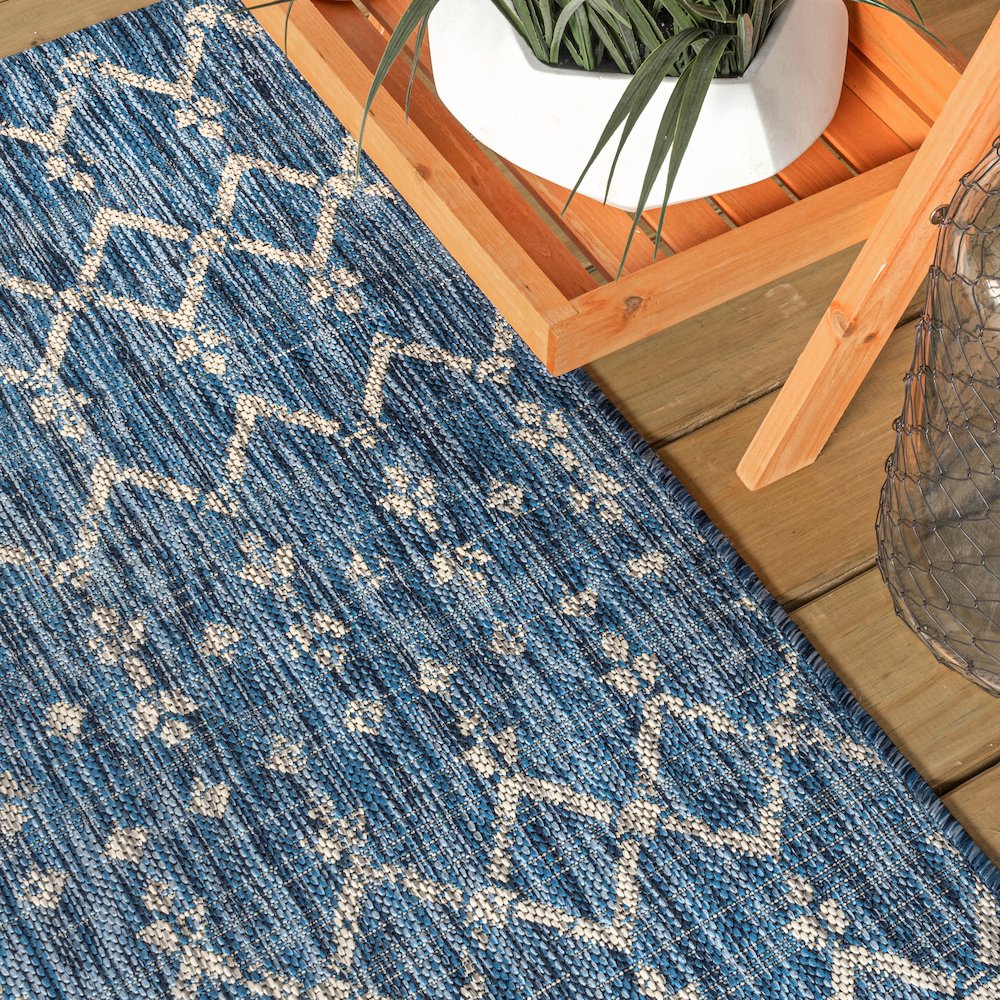 Ourika Moroccan Geometric Textured Weave Light Indoor/Outdoor Area Rug