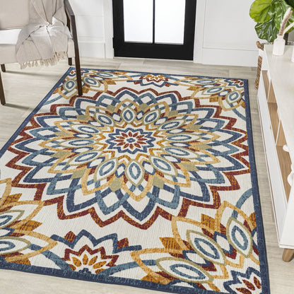 Flora Abstract Bold Mandala High-Low Indoor/Outdoor Area Rug