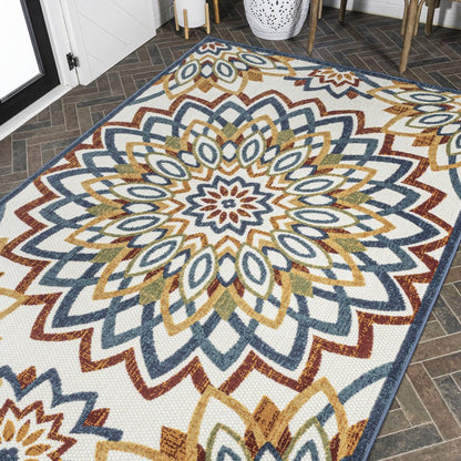Flora Abstract Bold Mandala High-Low Indoor/Outdoor Area Rug