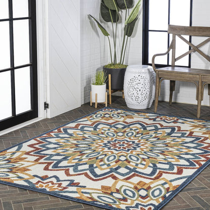 Flora Abstract Bold Mandala High-Low Indoor/Outdoor Area Rug