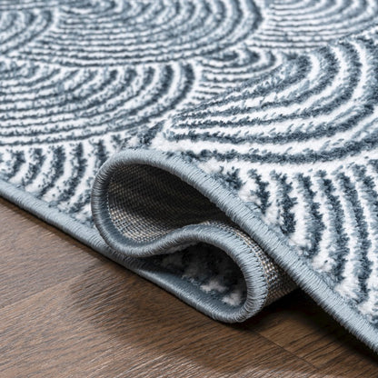 Porter Geometric Art Deco Fan Pattern High-Low Area Rug