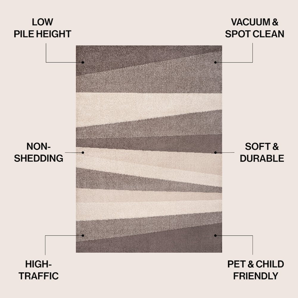 Prism Geometric Striped Beige/Brown 3 ft. x 5 ft. Area Rug