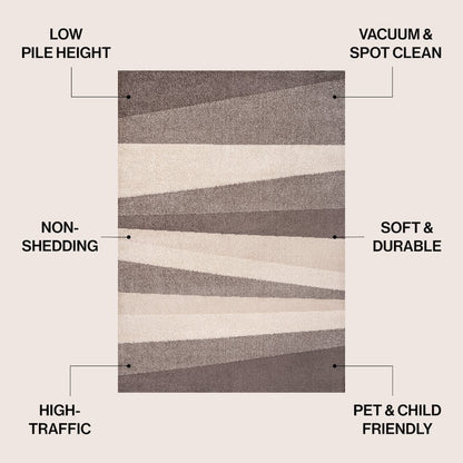 Prism Geometric Striped Beige/Brown 3 ft. x 5 ft. Area Rug