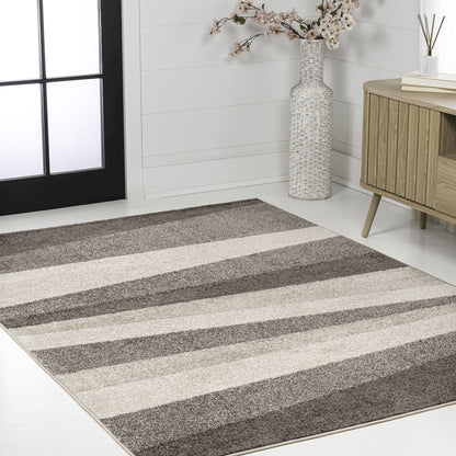 Prism Geometric Striped Beige/Brown 3 ft. x 5 ft. Area Rug