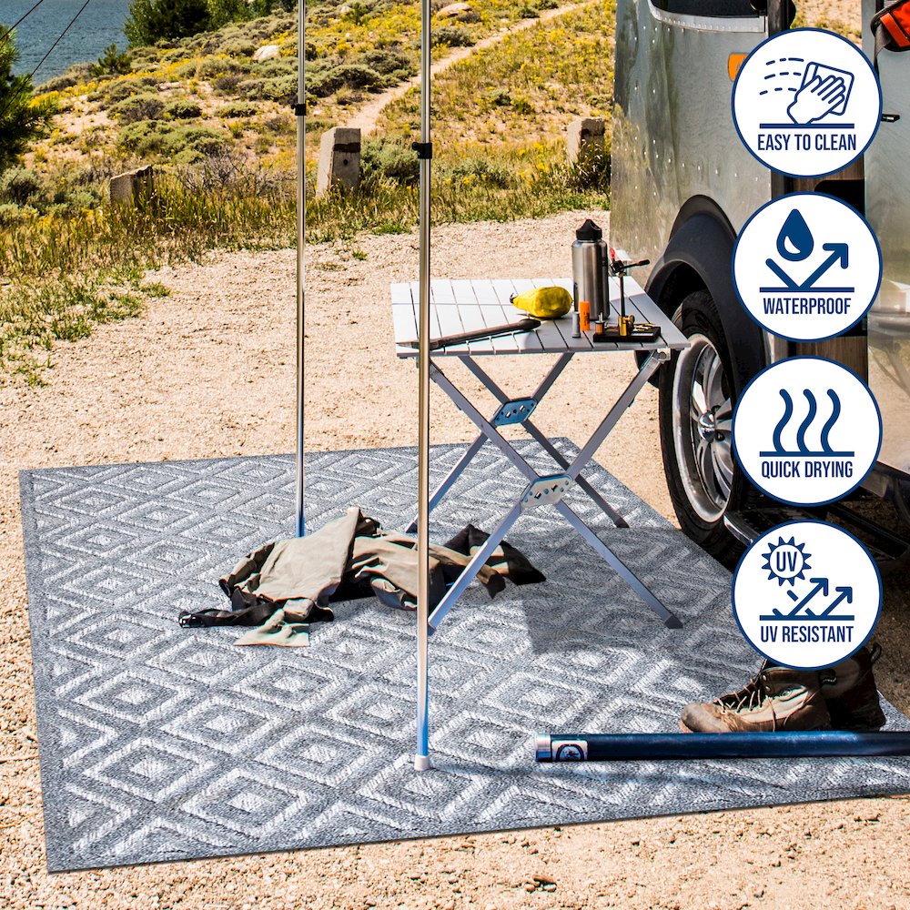 Portmany Neutral Diamond Trellis Indoor/Outdoor Area Rug