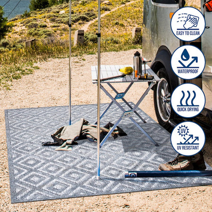 Portmany Neutral Diamond Trellis Indoor/Outdoor Area Rug
