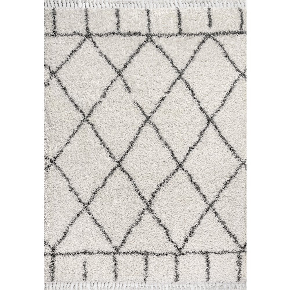 Mercer Shag Plush Tassel Moroccan Geometric Trellis Area Rug