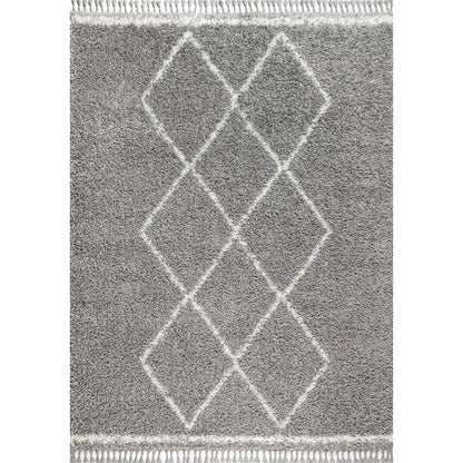 Beautiful Mercer Shag Plush Tassel Moroccan Tribal Geometric Trellis Area Rug