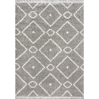 Mercer Shag Plush Tassel Moroccan Diamond Area Rug