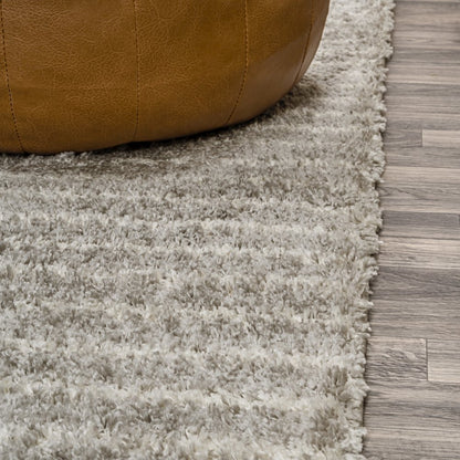 Petra Abstract Stripe Geometric Shag Runner Rug