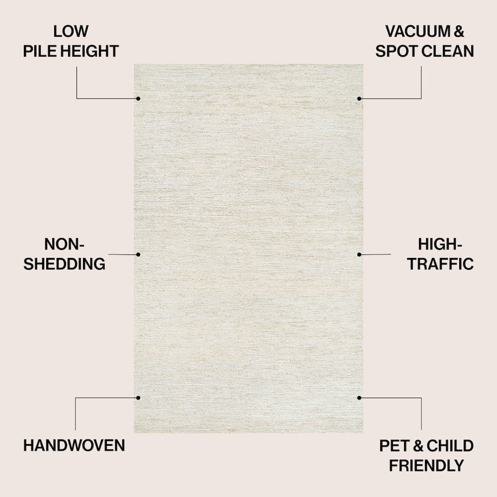 Griffin Rustic Farmhouse Woven Jute Solid Bleach 3 ft. x 5 ft. Area Rug