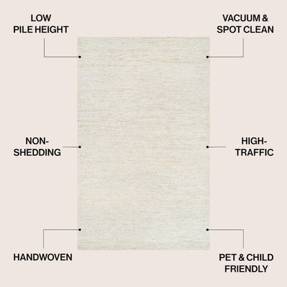 Griffin Rustic Farmhouse Woven Jute Solid Bleach 3 ft. x 5 ft. Area Rug