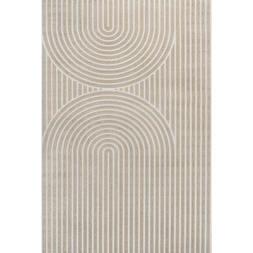 Sofia High-Low MidCentury Modern Arch Stripe Two-Tone Indoor/Outdoor Area Rug