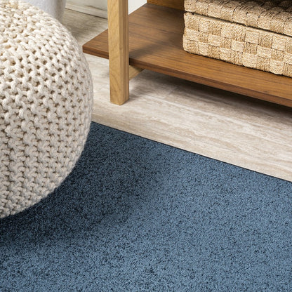 Haze Solid Low Pile Area Rug Navy