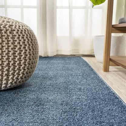 Haze Solid Low Pile Area Rug Navy