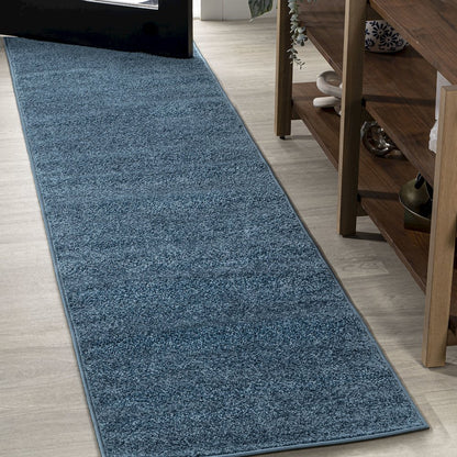 Haze Solid Low Pile Area Rug Turquoise