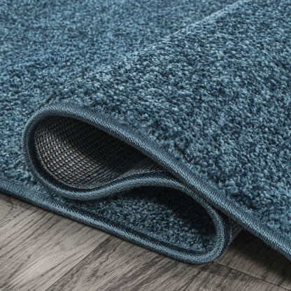 Haze Solid Low Pile Area Rug Turquoise