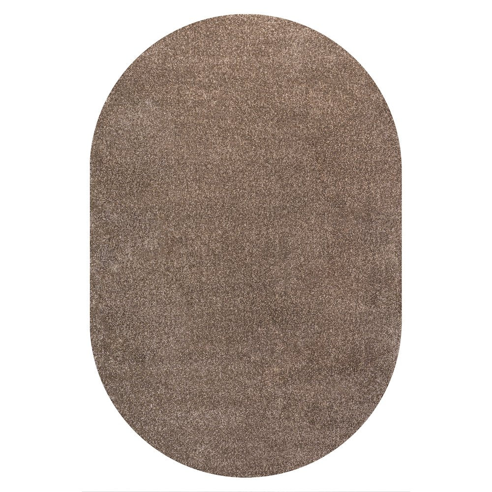 Haze Solid Low Pile Area Rug Brown