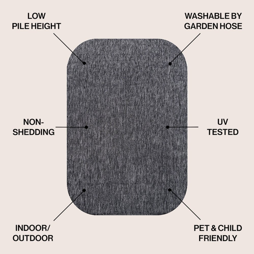 Miles Modern Minimalist Radius Corner Solid DarkIndoor/Outdoor Shaped  Rug