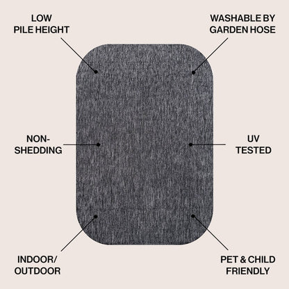 Miles Modern Minimalist Radius Corner Solid DarkIndoor/Outdoor Shaped  Rug