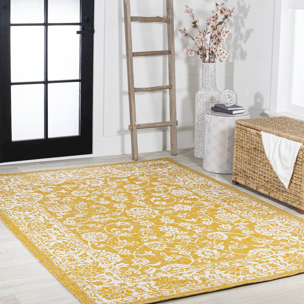 Tela Bohemian Textured Weave Floral Indoor/Outdoor Area Rug