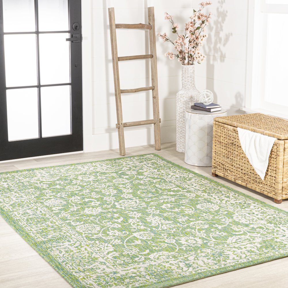 Tela Bohemian Textured Weave Floral Indoor/Outdoor Area Rug