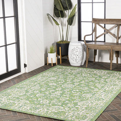 Tela Bohemian Textured Weave Floral Indoor/Outdoor Area Rug